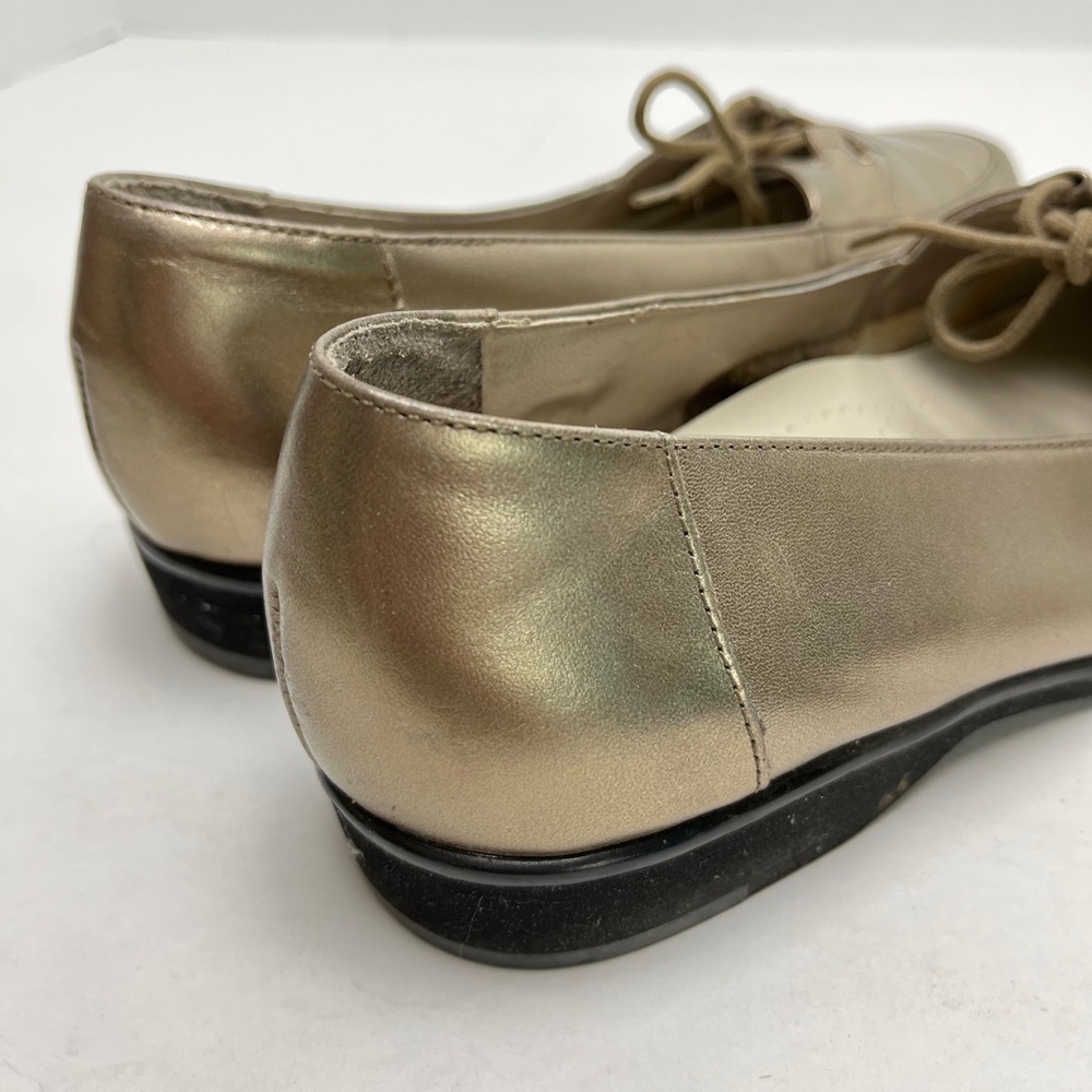 TROTTERS Metallic Gold Genuine Leather Flats Loafers Round Toe Classic Shoes 7 - Picture 3 of 16